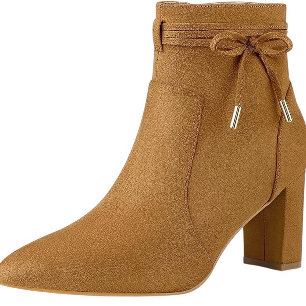 Women’s Allegra K Women's Pointed Toe Block Heel Zipper Ankle Boots SZ 7